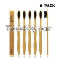 Hard Bristles Bamboo Toothbrush for Adult Pack of 6