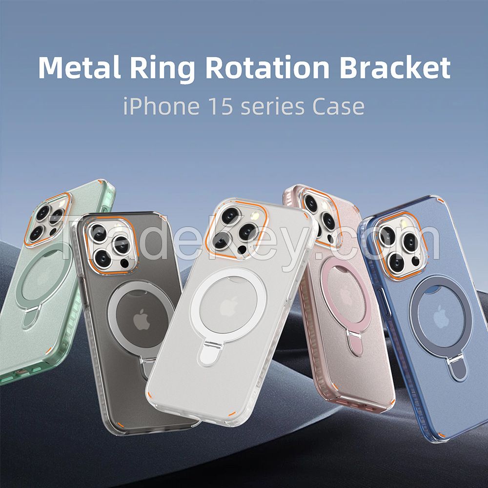Colorful magnetic phone holder suitable for Apple iPhone 15 Pro Max phone case PC+TPU 2in1