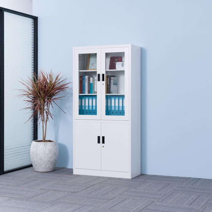 Modern office furniture steel file Cabinet with glass and metal doors storage cabinet