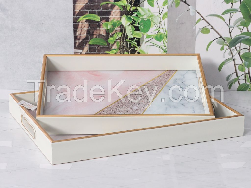 Factory custom wholesale perfect details  serving tray luxury round