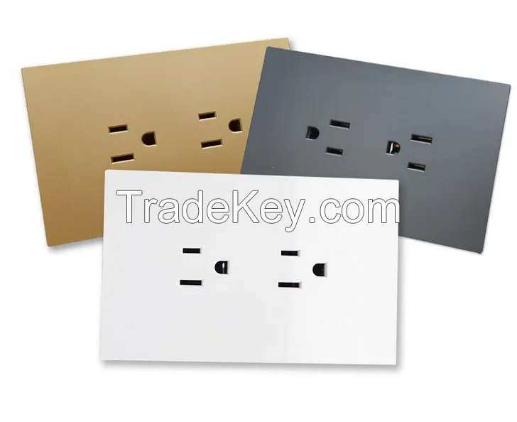 Double Socket Light Switch PC Panel American Wall Switch Electric Skin Feeling PC Socket