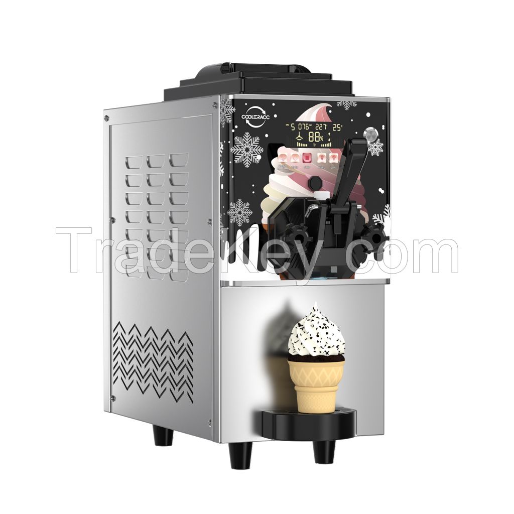 Commercial Soft Ice Cream Machine 6 to 8 Liters Per Hour Auto Clean 1 Flavour