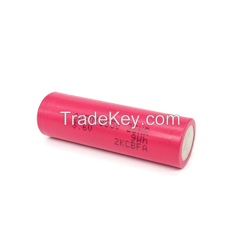Diy custom quality baterias lithium ion 25HR 2500mah 18650 cylindrical 3.7v 3.6 volt ebike charging packs