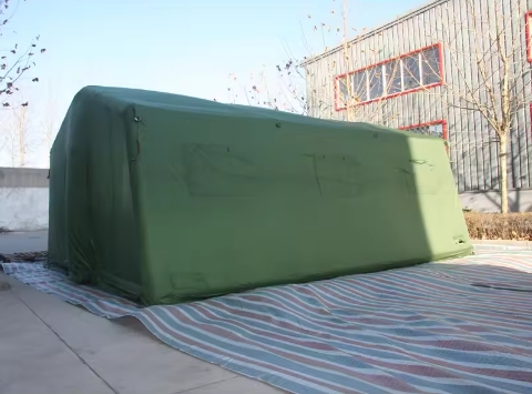 Inflatable military tent