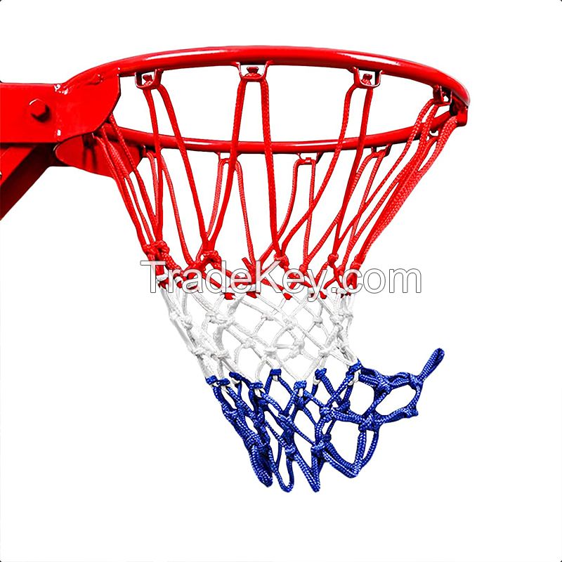 Premium 5mm Nylon Thread Basketball Rim Net Durable, Red, Standard Size with 12 Loops