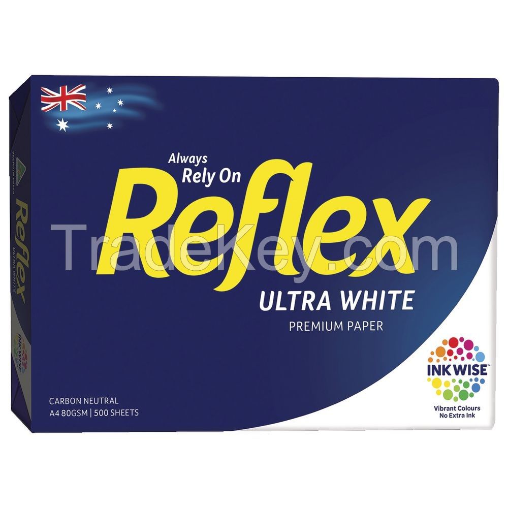 Reflex- Ultra White A4 Copy Paper Factory Direct Sale 8 1 2 X 11 White OEM Wood Box Gsm Packing Pulp Color Printer Weight