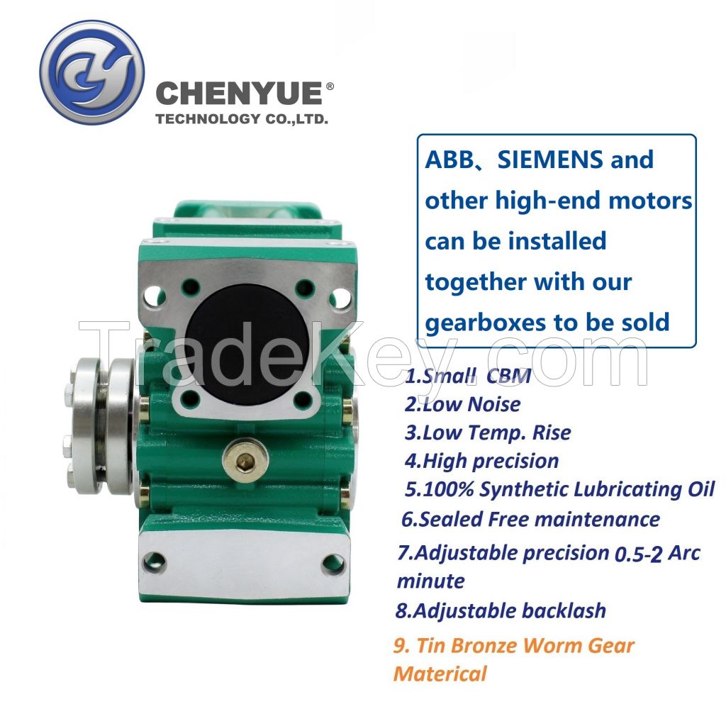 CHENYUE Repeated Positioning 0.5-2 Arc Minute Worm Gearbox CYCM 40 Servo Input shaft14/11/19 Output 20 Speed Ratio from 5:1 to 80:1 Free Maintenance