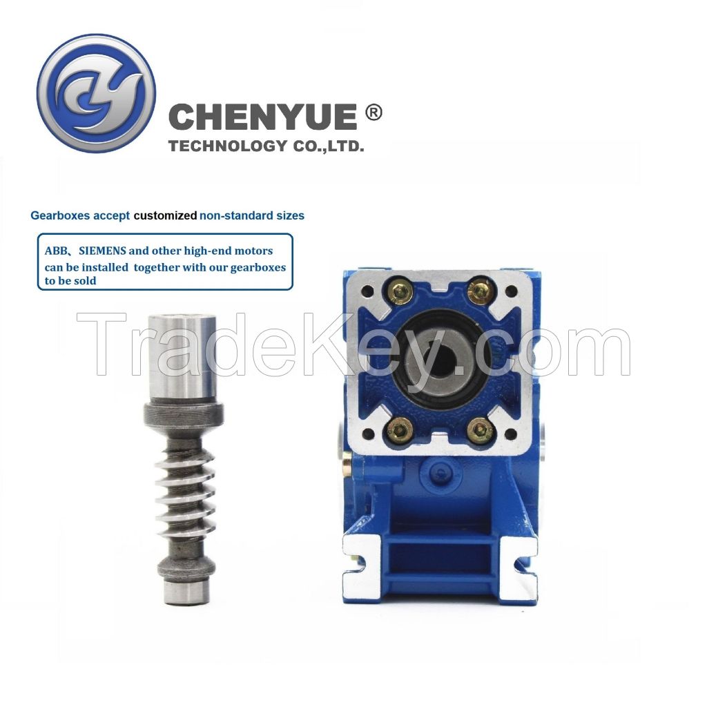 CHENYUE High Torque CNC Worm Gearbox Reducer NMRW 40 CYRW 40 Input 14/11mm Output 18mm Speed Ratio from 5:1 to 100:1 Tin Bronze Free Maintenance