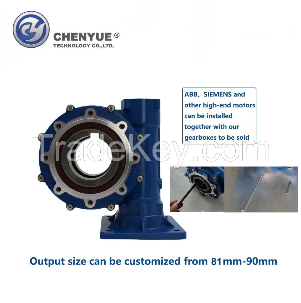 CHENYUE High Torque Worm Gear Reducer CYWF 90 Input 35mm Output hole 90mm Speed Ratio from 5:1 to 100:1 CNC Gearbox Free Maintenance