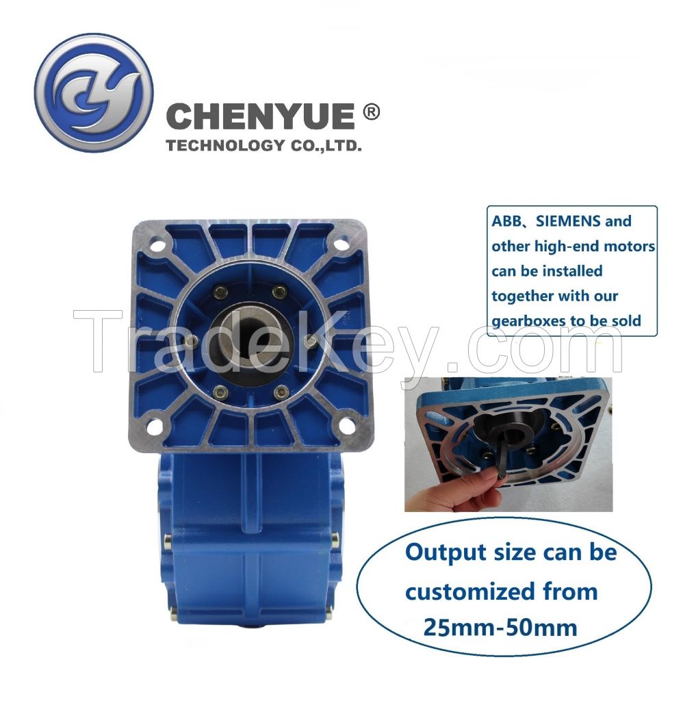 CHENYUE Big Input Hole Worm Gearbox CYWF50 Input 22 Output 50mm Speed Ratio from 5:1/100:1 Speed 80-233N.m Engine 3Kw Free Maintenance