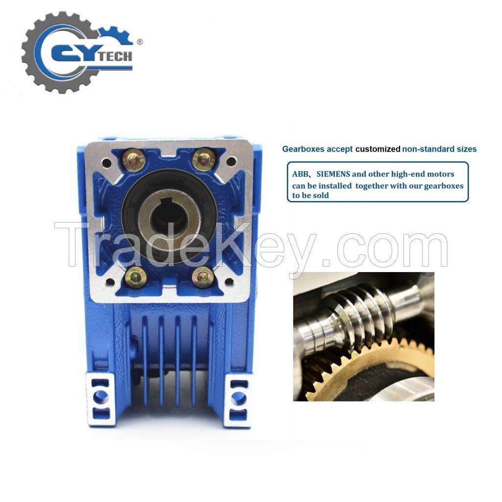 CHENYUE High Torque Worm Gearbox Worm Speed Reducer NMRV 63 CYRV63 Gearbox Input 14/19/22/24mm Output 25mm Speed Ratio from 5:1 to 100:1 Free Maintenance