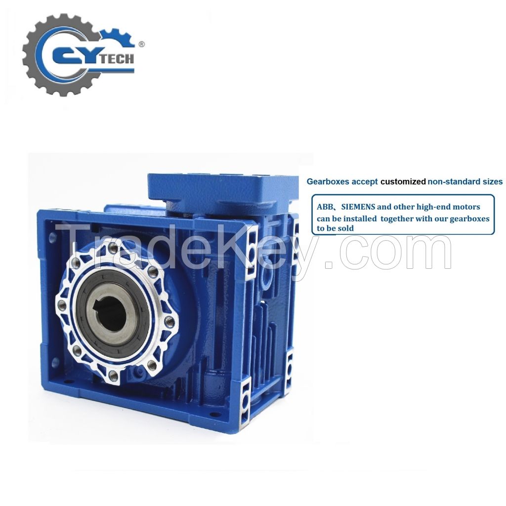 CHENYUE High Torque Worm Gearbox Worm Speed Reducer NMRV 63 CYRV63 Gearbox Input 14/19/22/24mm Output 25mm Speed Ratio from 5:1 to 100:1 Free Maintenance