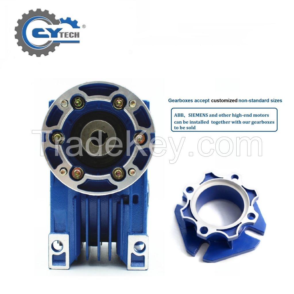 CHENYUE High Torque Worm Gearbox Worm Speed Reducer NMRV 50 CYRV50 Gearbox Input 11/14/19mm Output 25mm Speed Ratio from 5:1 to 100:1 Free Maintenance