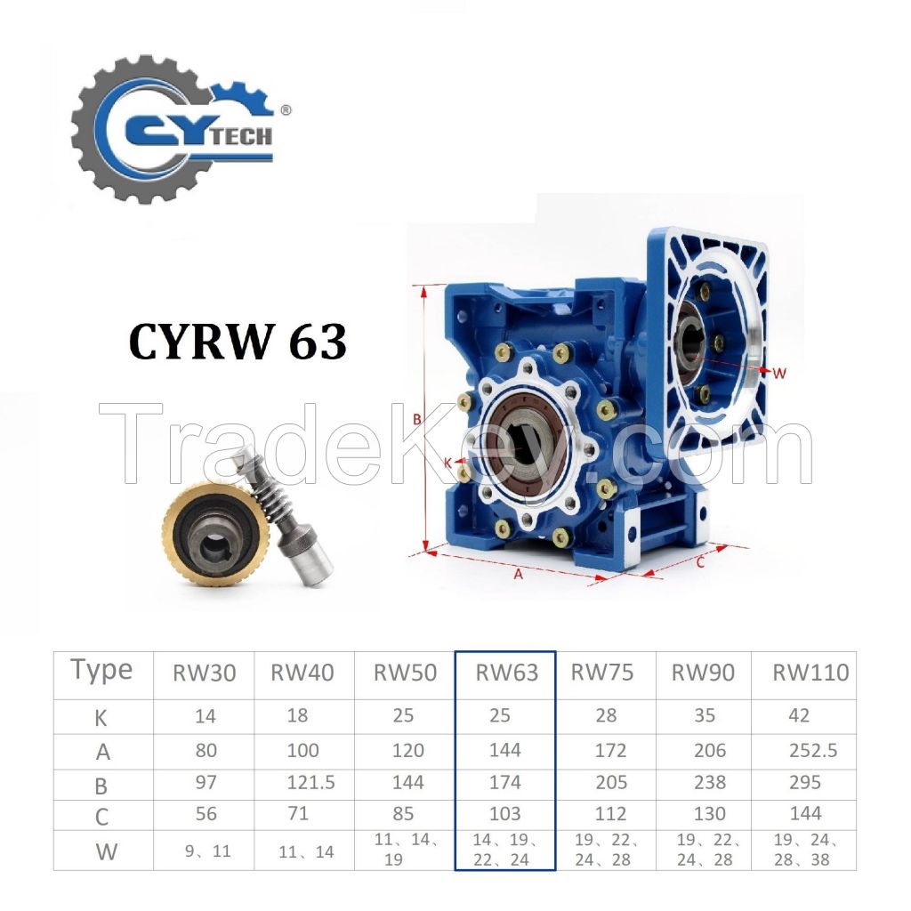 CHENYUE High Torque Worm Gearbox NMRW 063 CY Series Input14/19/22/24mm Output25mm Speed Ratio from 5:1 to 100:1 Suppliers Free Maintenance