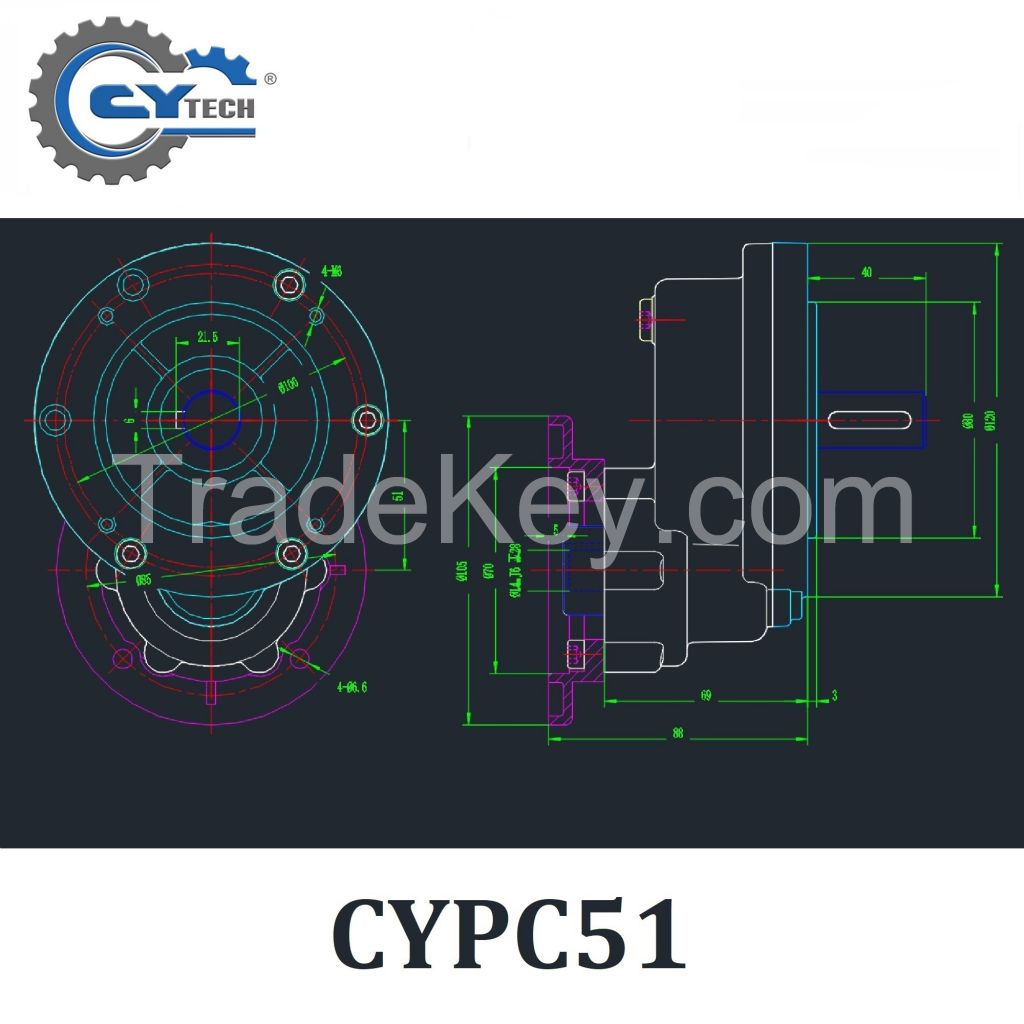 CHENYUE High Torque Worm Gearbox CYPC51 Input 11/14/19/mm Output 14/19mm Non-integral Speed Ratio from 2:1 to 5:1 Free Maintenance