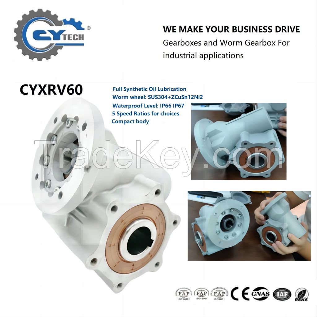 CHENYUE Special Speed Reducer Waterproof Worm Gearbox CYXRV60 Input 14 Output 30mm Speed Ratio from 10:1 to 30:1 for Automatic Car Washing