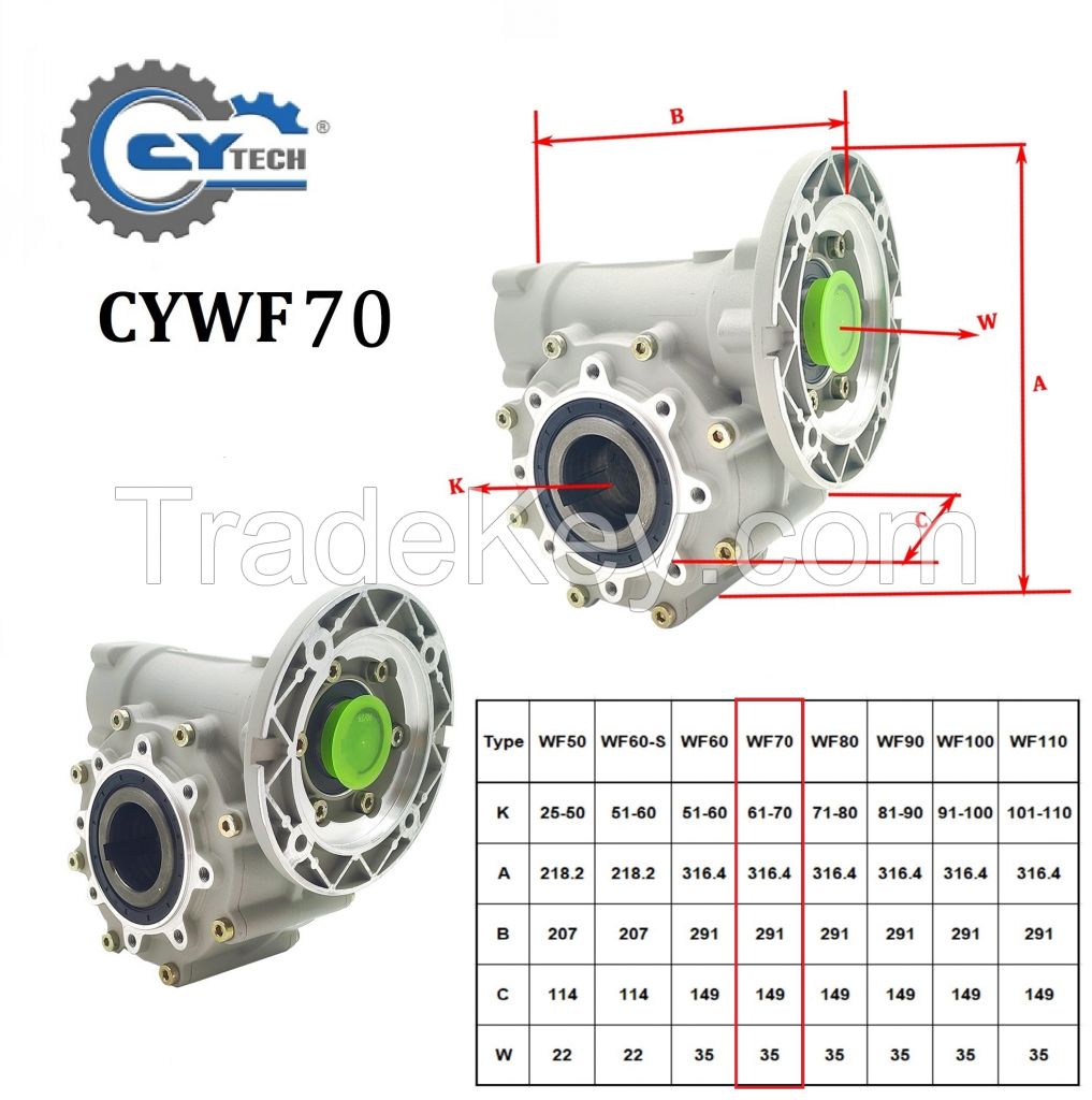 CHENYUE Large Output Bore Worm Gearbox CYWF 70 Input 35mm Output 70mm Ratio 5:1/100:1 Torque 200-647N.m Engine 7.5Kw Free Maintenance