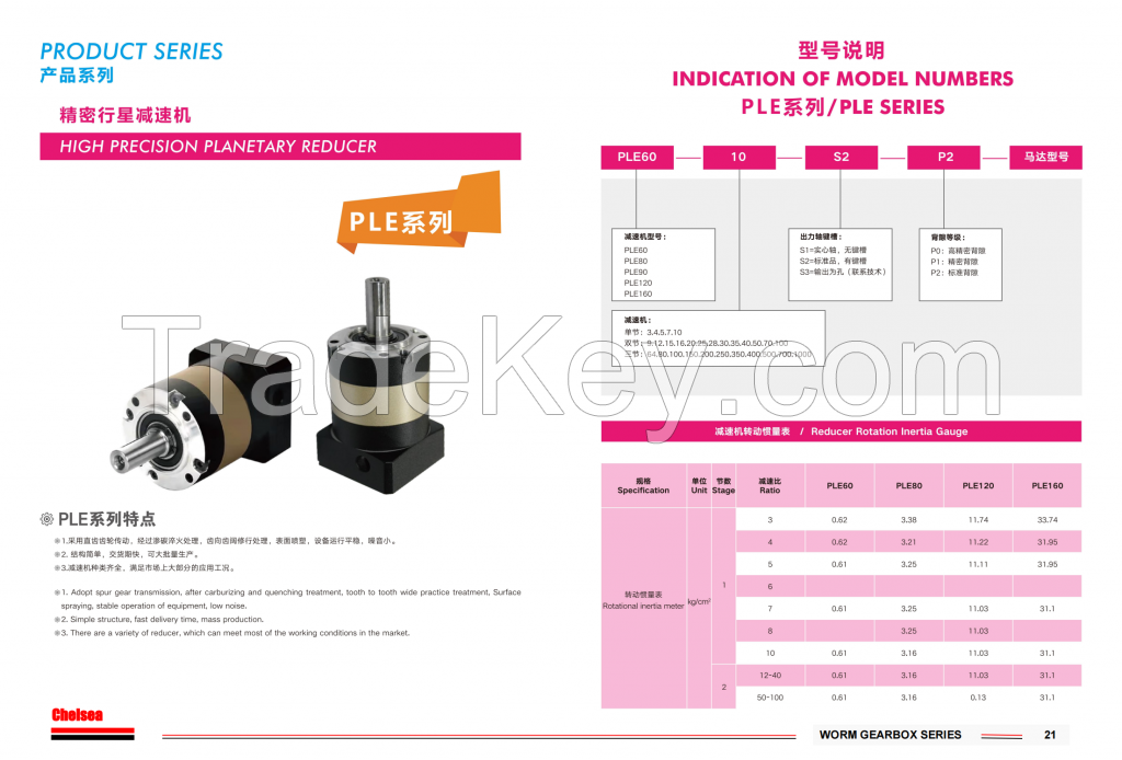 PLE80 High Precision Planetary Gearbox 20mm Input and 19mmOutput Shaft Ratio 4:1 to 100:1 Compact Low Backlash Gear Reducer for CNC Robotics and Automation