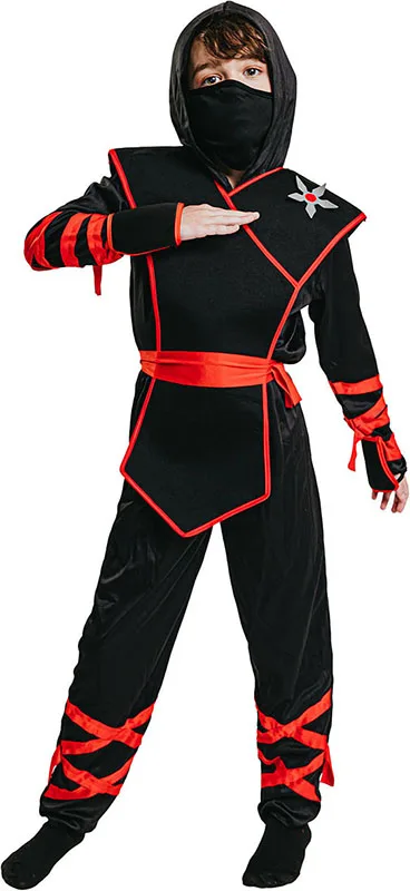 Carnival black&red NINJA WARRIOR fancy costume for boy