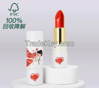 Circular paper lipstick hollow tube shell aluminum core lip balm small batch beauty paper can packaging box custom-made