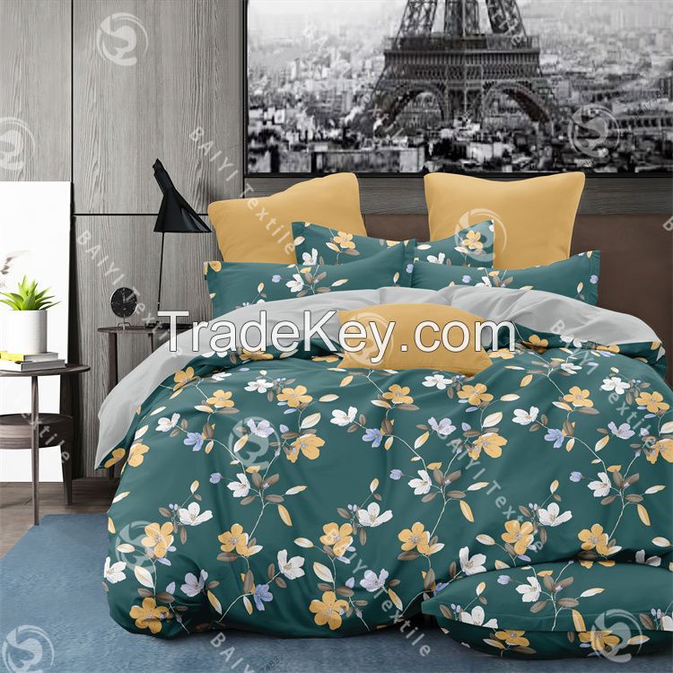 100% polyester disperse printed twill plain woven bedding set for home usage