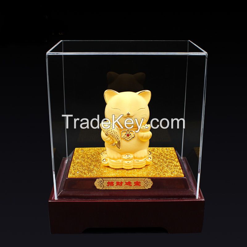 Velvet Sand Gold Crafts Lucky Golden Cat