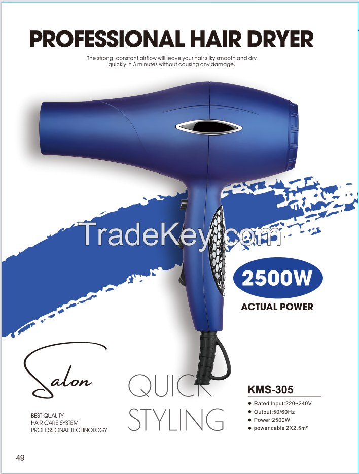2500W High-Power Hair Dryer - Rapid 3-Minute Drying, Hair Protection to Minimize Damage