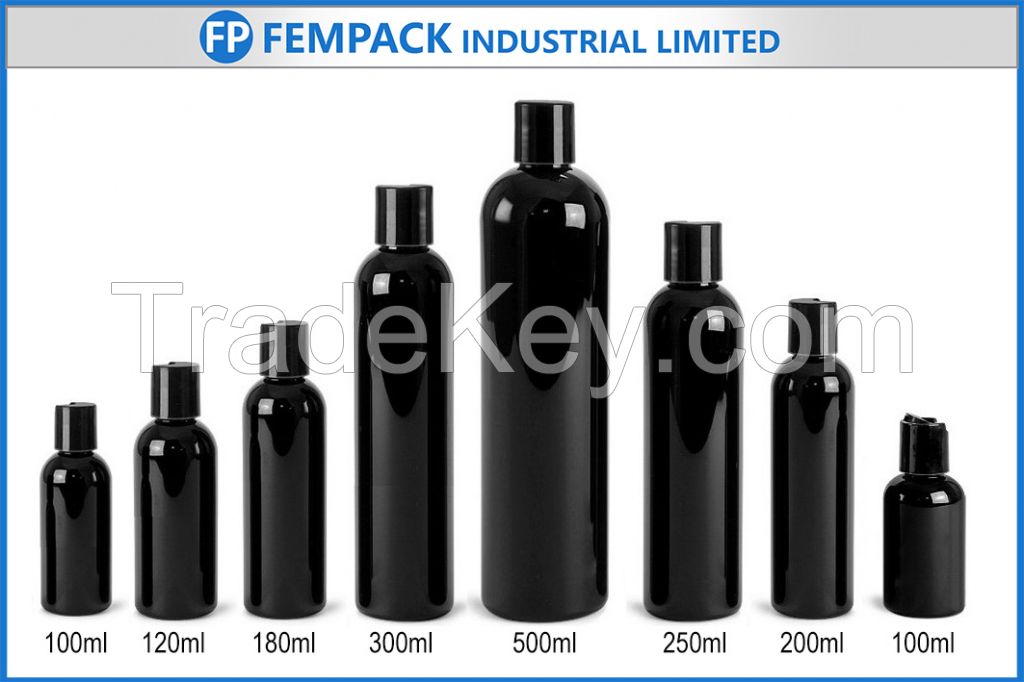 Black bottles for shampoo