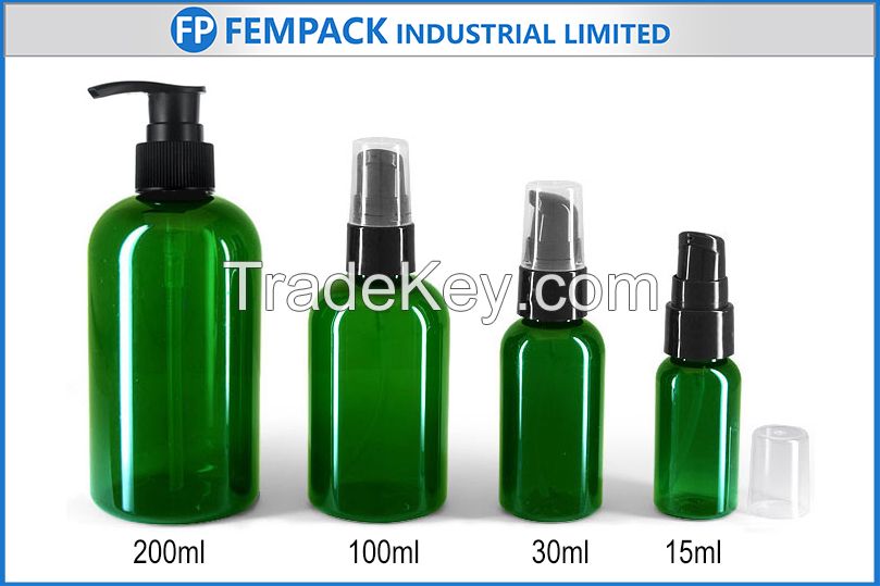 Green bottles for lotion
