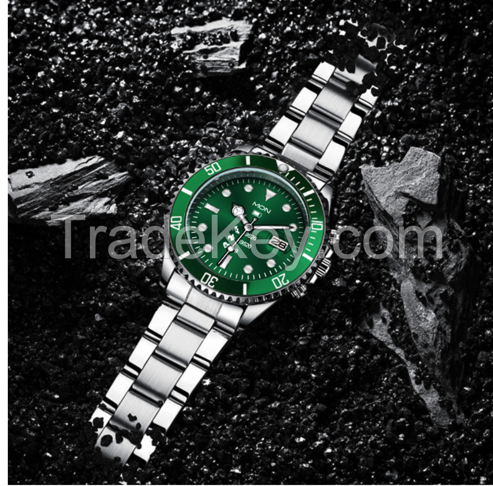 Moonshine AW12 smartwatch  stainless steel Green Water Ghost dial with adjustable night light rotation timing dial