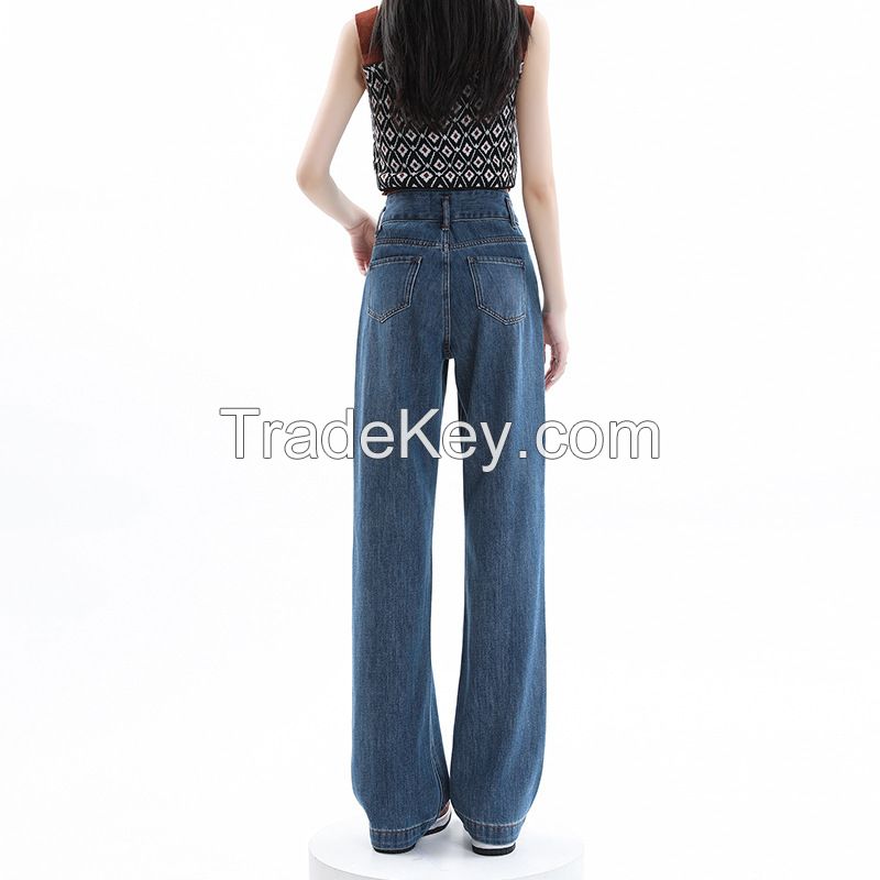 Tian Si wide leg jeans women  summerthin high waisted wide