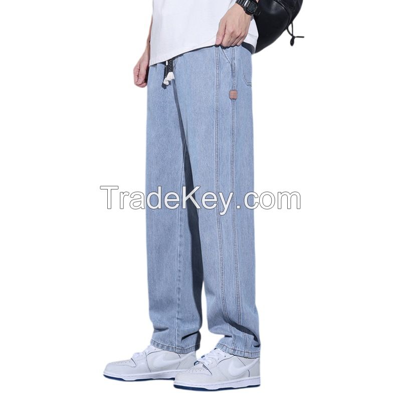 2024 Spring/Summer New Men's Jeans Trendy Straight Leg Loose Casual Versatile Wide Leg Pants for Men