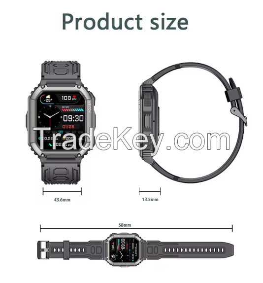 KR06 Smartwatch GPS Track 1.8 Big Screen 320Mah Long Battery IP67 Life Waterproof Men Sports Smart Watch 2024