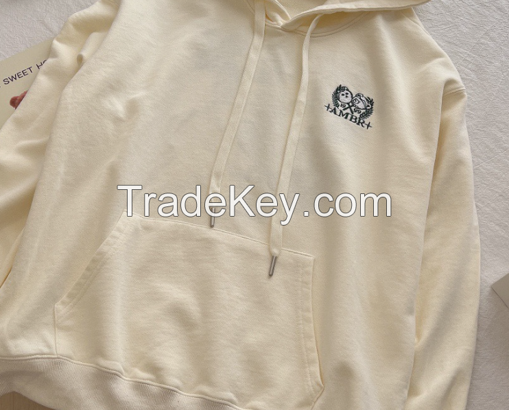 Tennis bear hoodie drawstring hoodie with front and back embroidery loose-fit hoodie