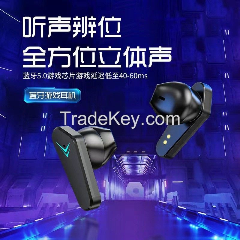 Factory wholesale binaural digital display with charging compartment earbuds gaming headset