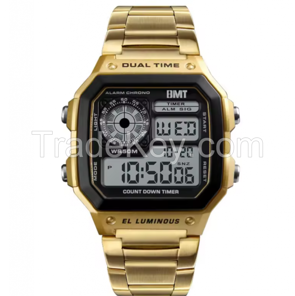Relojes hombre waterproof gold vintage classic custom logo multifunction quartz digital watch