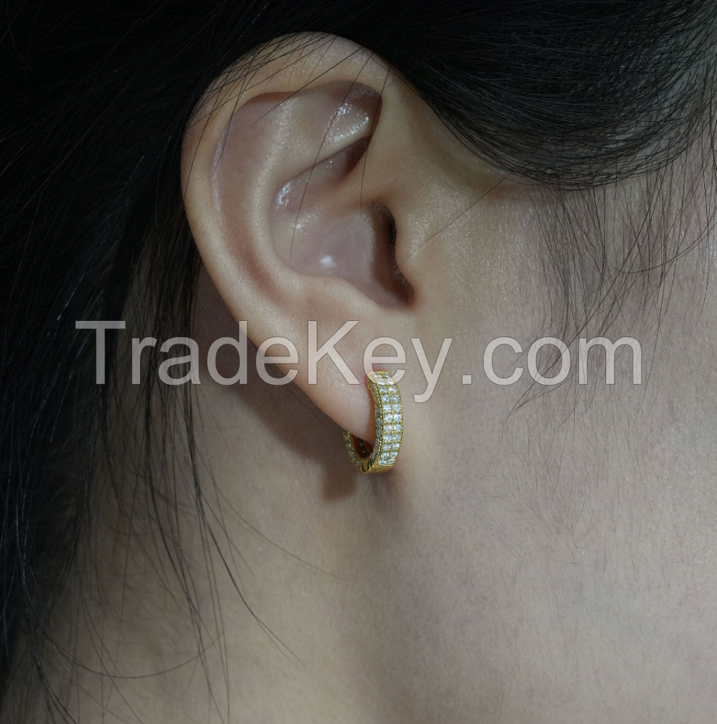 S925 Silver Moissanite earrings round micro earrings