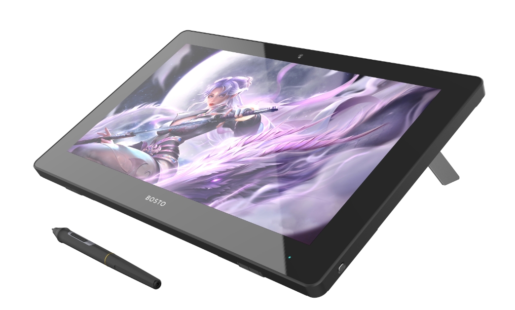 Bosto X5 Graphics Drawing Tablet with Screen Full-Laminated Tilt Battery-Free Stylus Touch Bar Adjustable Stand, Compatible with Windows, Mac and Linux, 15.6inch Pen Display
