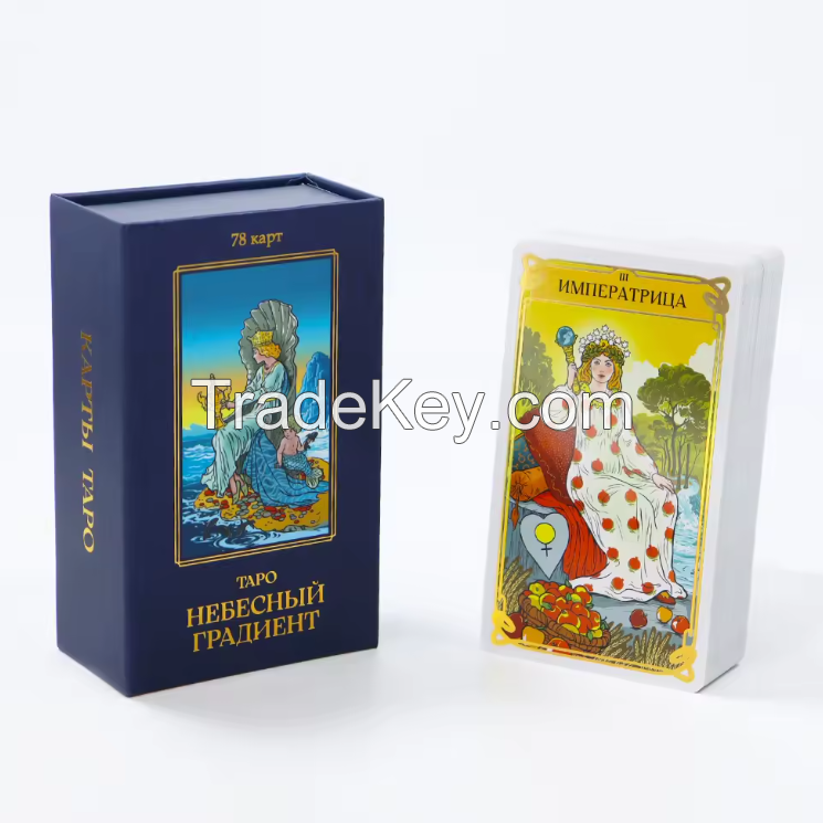 Custom Printed Eco Friendly Book Box Packaging Tarot Cards Russian Language Tarot Gold Foil and Gold Edges Tarot Cards Deck
