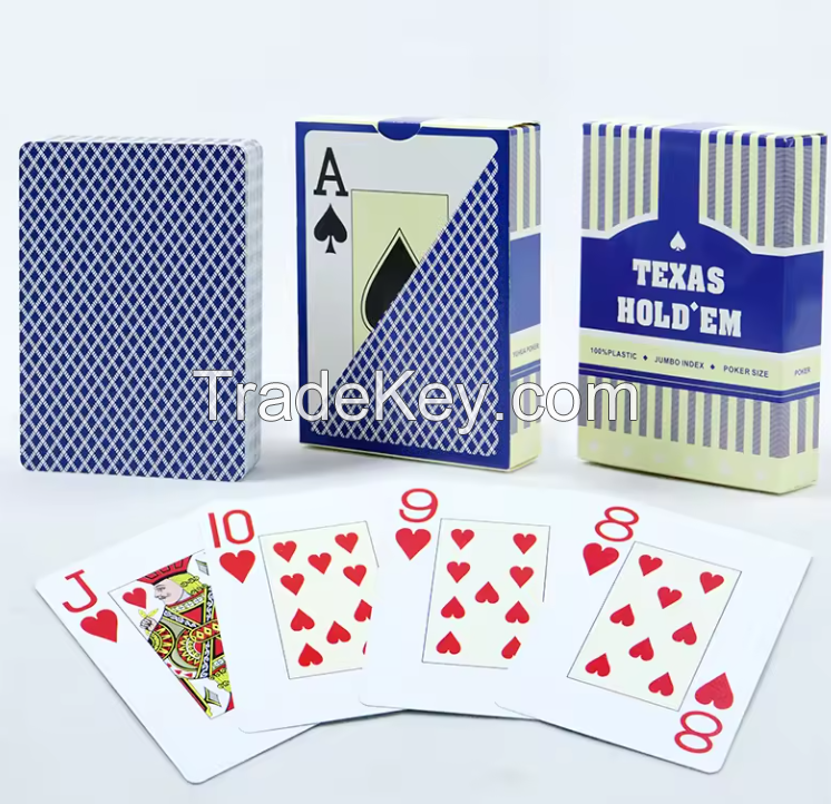 Custom printed premium plastic big character waterproof poker playing card printing make pvc anti break durable playing cards
