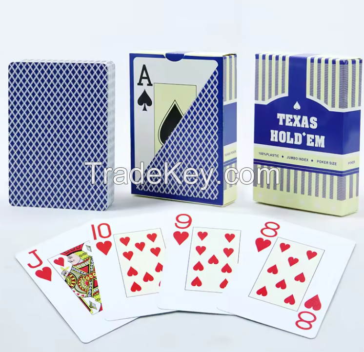 Custom Printed Premium Plastic Big Character Waterproof Poker Playing Card Printing Make Pvc Anti Break Durable Playing Cards