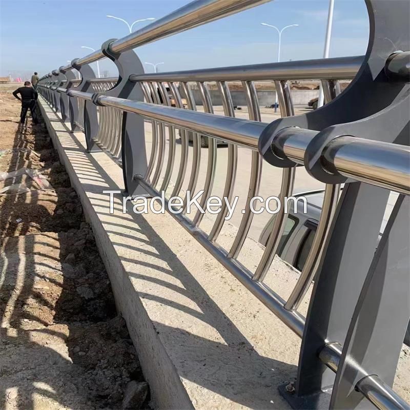 Powder Coated Stainless Steel Welded pipe Guardrail for Road and Bridge