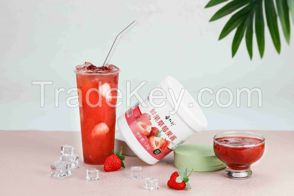 Strawberry Fruit Jam 1.2kg bottles for Drinks Beverage OEM Factory Available Bubble Tea And Milk Tea Pulp Jam