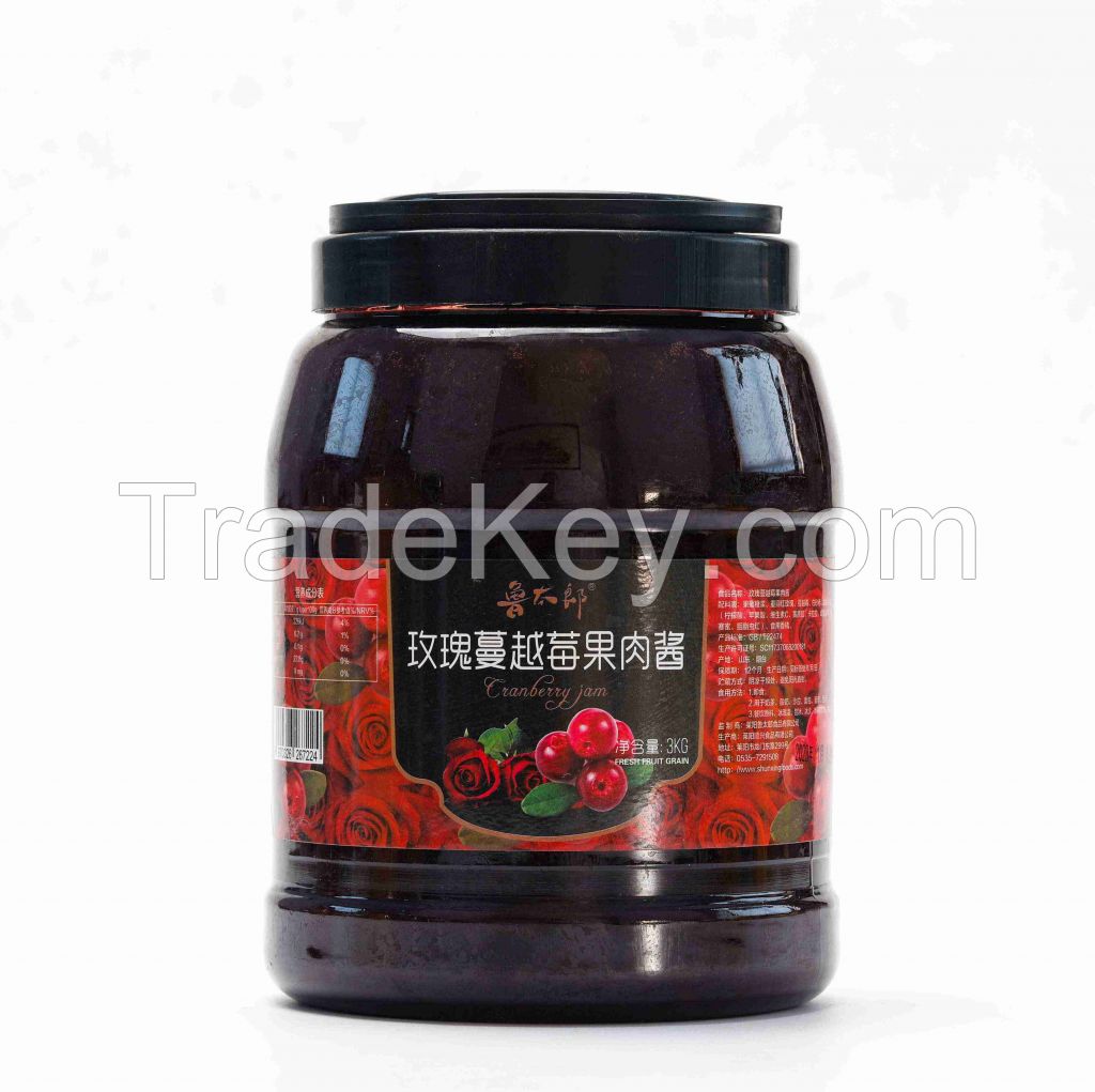 Rose Cranberry Fruit Jam 3kg bottles Puree Pulp Jam
