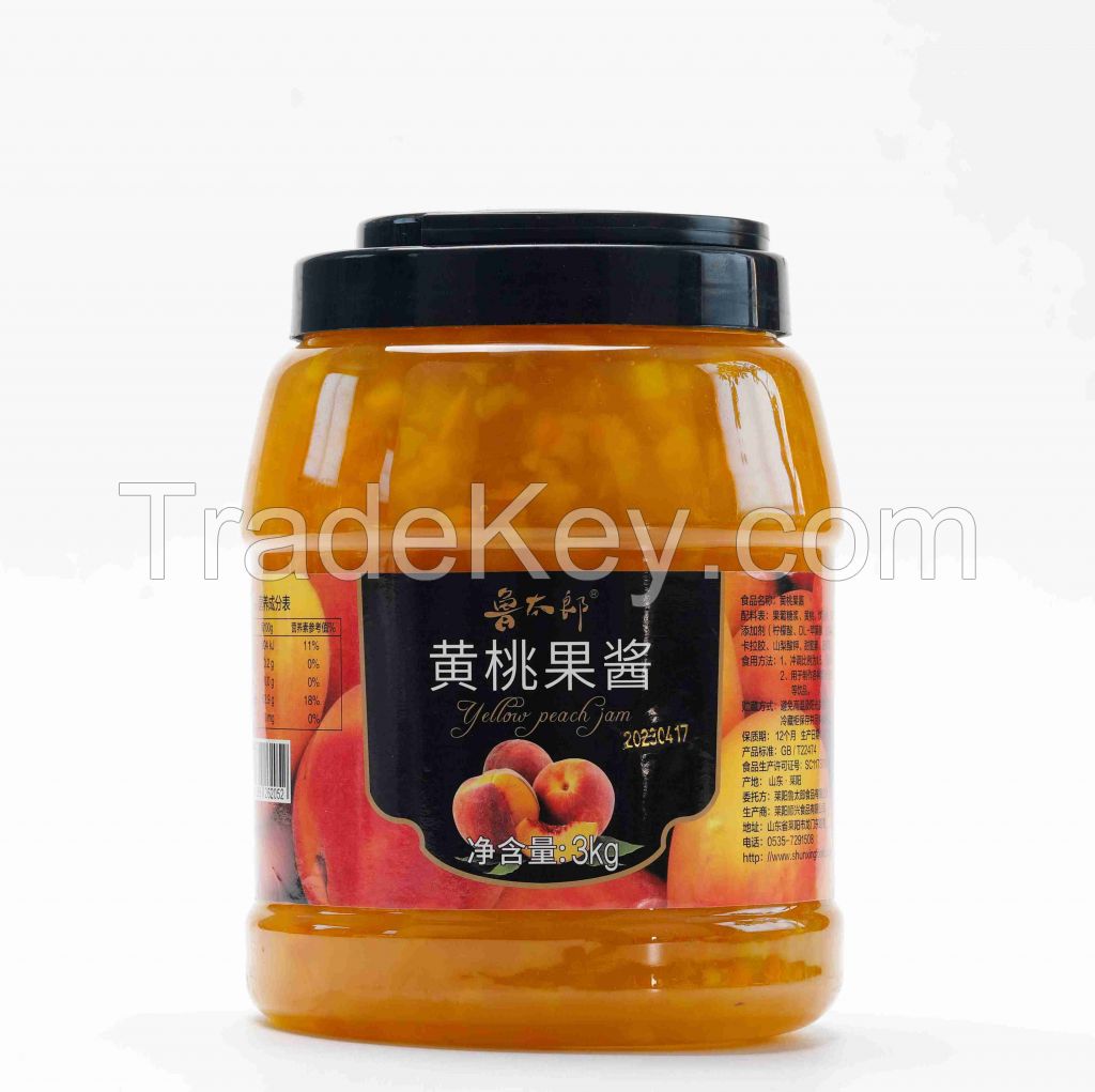 Yellow Peach Fresh Fruit Jam 3kg bottles Puree Pulp Jam