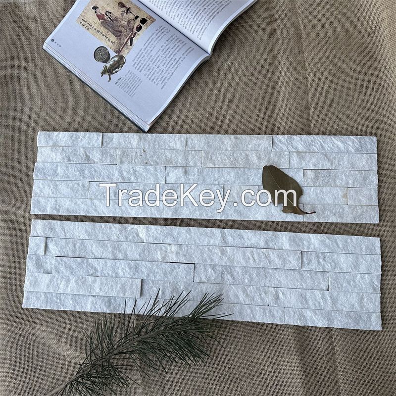 MIST white cultural stone wall thin ledge stone milk-color rock veneer
