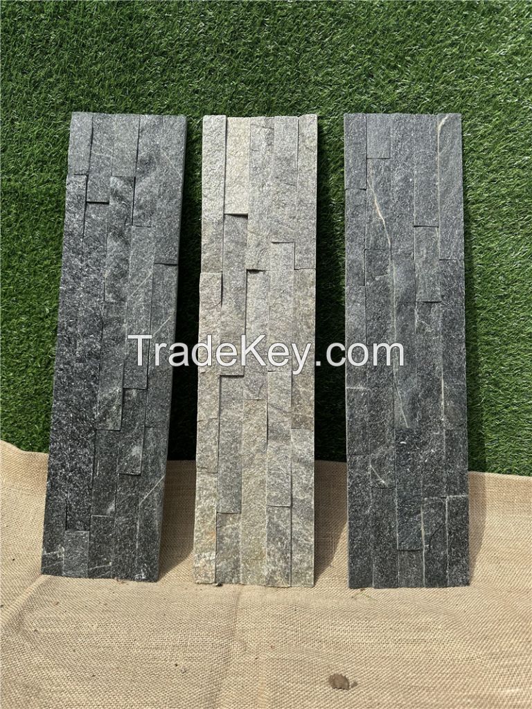 Gray stone wall panel stonewall kitchen ledge blackstone