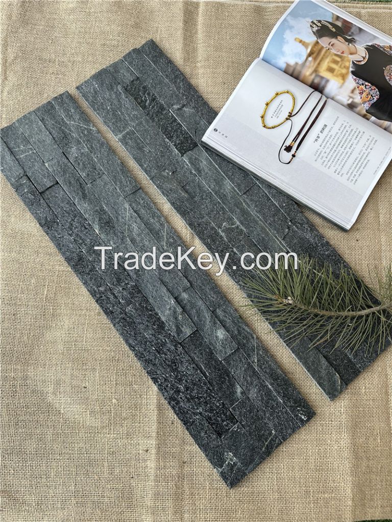 Black cultured stone veneer gray-black color natural slate for landscaping
