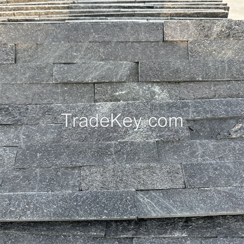 Black cultured stone veneer gray-black color natural slate for landscaping