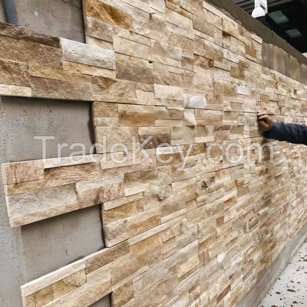 HUANGHE yellow sandstone for landscaping ledgestone wall panel cultured stone fireplace